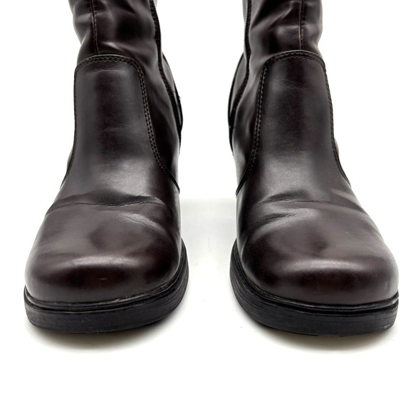 Vintage 00s Y2K Mudd 'CHARLOT' Brown Faux Leather Block Heel Mid Calf Boots 9M - Picture 7 of 16